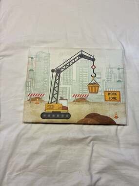 Jennifer Pugh 'Work Zone' Crane Construction Site Canvas Art 11x14